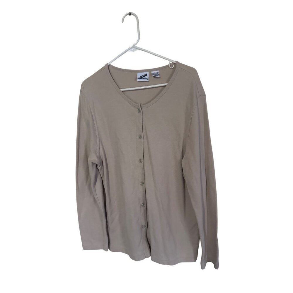 Bobbie Brooks tan button up cotton cardigan sweater size XL
